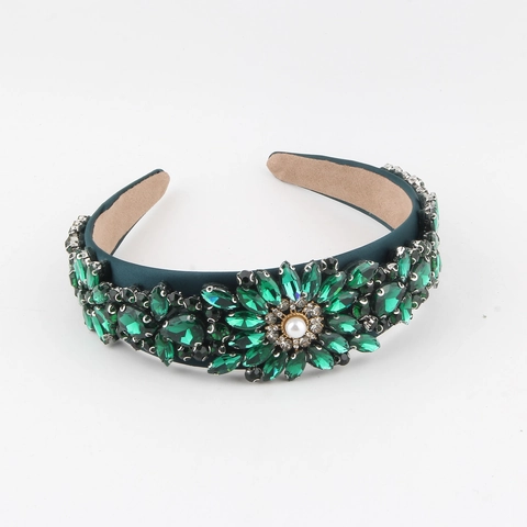 Diadema Ancha Vintage Barroca para Mujer De Lujo con Diamantes de Imitación Coloridos Cristales y Perlas Artificiales Accesorios