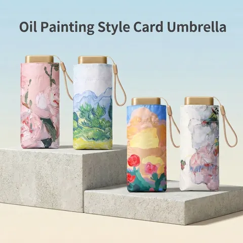 Mini Paraguas Plegable Protección UV UPF 50 Plus Ultra Ligero Portátil Sombrilla Van Gogh Arte Pintura Al Óleo Sol Lluvia Compacto