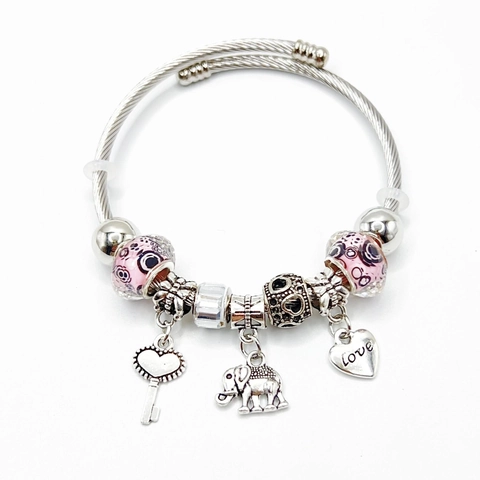 Alloy Charm Armband Mit Gänseblümchen Elefant Herz Anhänger Künstliche Perlen Schmuck Für Frauen Mädchen Lässigen Täglichen Stil
