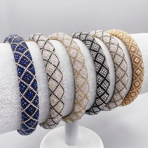 Rhinestone Headband Wide Brim Plastic Resin Sparkly Hair Hoop Accessories For Women Sweet Elegant Style