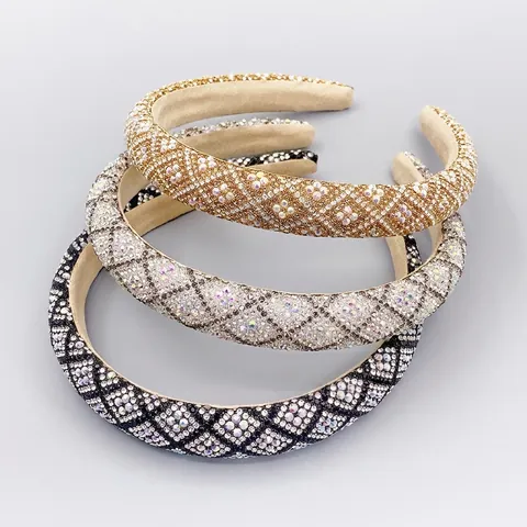 Rhinestone Headband Wide Brim Plastic Resin Sparkly Hair Hoop Accessories For Women Sweet Elegant Style