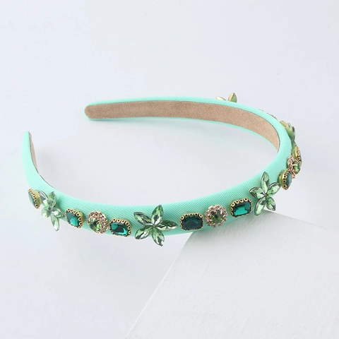 Luxury Rhinestone Floral Padded Headband For Women Korean Style Fashion Sparkling Crystal Hairband Elegant Fabric Wrapped Hair Accessories