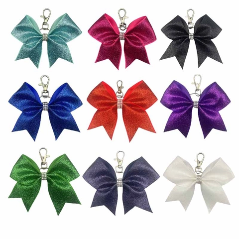 Fashion Sparkling Synthetic Leather Bow Keychain Rhinestone Bowknot Bag Charm Unique Glitter Gift For Women Friends