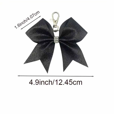 Fashion Sparkling Synthetic Leather Bow Keychain Rhinestone Bowknot Bag Charm Unique Glitter Gift For Women Friends