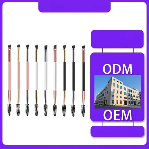 Dubbelzijdige Wenkbrauwborstel Schuine Eyeliner Spoolie Wimpertas Kam Synthetische Vezel Draagbare Make-up Tool