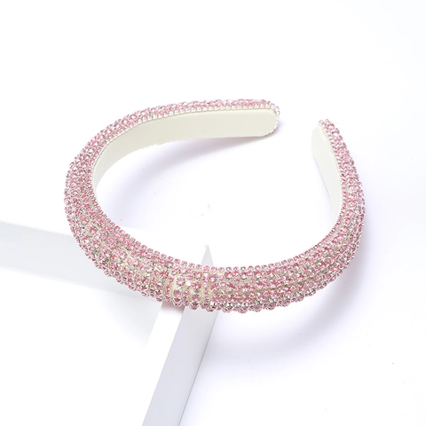 Sparkling Rhinestone Thin Headband Baroque Style Colorful Elegant Padded Hair Hoop Accessory For Women And Girls