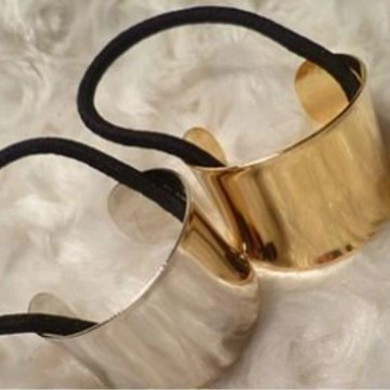 Elastico Per Capelli In Metallo Retrò Lucido Liscio Texturizzato Semplice Oro Argento Supporto Coda Di Cavallo Donna Elegante