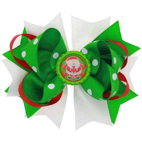 Kids Christmas Bow Hair Clips Girls Large Handmade Grosgrain Ribbon Snowman Santa Claus Snowflake Holiday Party Hair Accessories