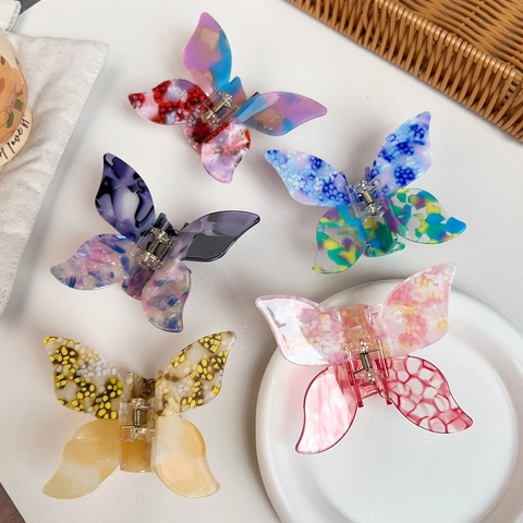 Butterfly Hair Claw Clip 3D Acetate Large Shark Clip Vintage Retro Elegant Hair Accessories For Women