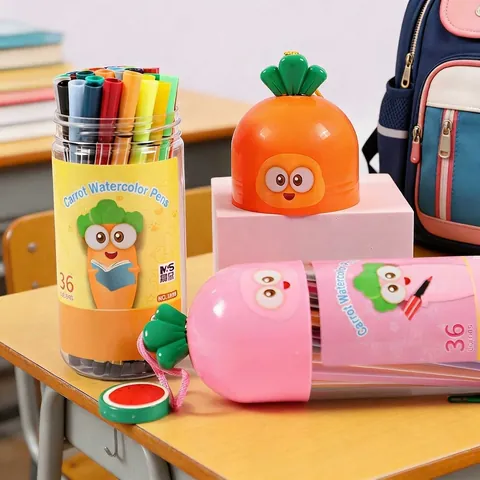 Carrot Shape Watercolor Pens Portable Drawing Markers Cartoon For Kids Creative Art Supplies Plastic Shell