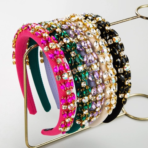 Rhinestone Headband Elegant Geometric Crystal Hair Hoop Vintage Style Hair Accessory For Women Fashion