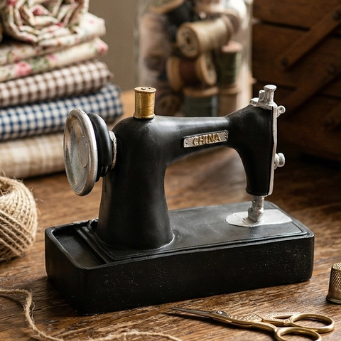 Vintage Nähmaschine Modell Retro Ornament Harz Handwerk Für Haus Büro Cafe Desktop Dekor Industriellen Stil Figur