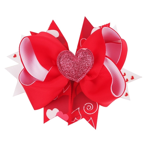 Mollette Per Capelli Con Fiocco Per Bambini Nastro In Grosgrain Motivo A Cuore San Valentino Forcine Ragazze Accessori