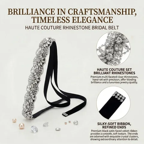 Ceinture De Mariée Ruban Satin Avec Strass Motif Floral Pour Mariage Robe De Soirée Écharpe Formelle Pour Femmes