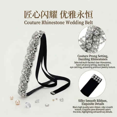 Cintura Da Sposa Nastro Di Raso Con Strass Motivo Floreale Per Matrimonio Abito Da Sera Fascia Formale Per Donne