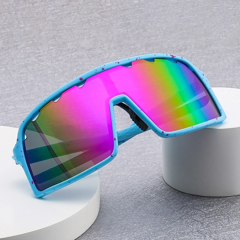 Gafas de Sol Deportivas Profesionales de PC UV400 a Prueba de Viento Montura Oversize con Patrón de Salpicaduras para Ciclismo Pesca Unisex