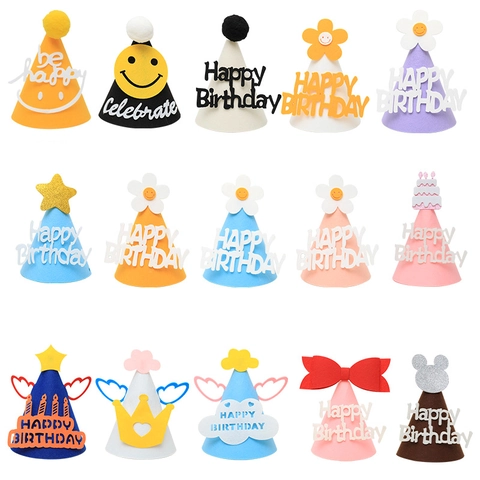 Happy Birthday Party Hoed Non-Woven Vilt Schattige Madeliefje Engel Vleugels Ster Voor Baby Kinderen Feest Foto Rekwisieten