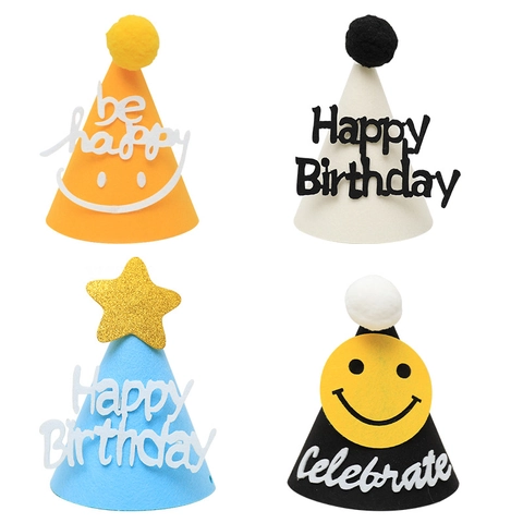 Happy Birthday Party Hoed Non-Woven Vilt Schattige Madeliefje Engel Vleugels Ster Voor Baby Kinderen Feest Foto Rekwisieten