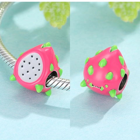 925 Sterlingsilber Emaille Obst Lebensmittel Charms Süße Pitaya Burger Pommes DIY Perlen Zubehör Für Armbänder Schmuckherstellung Damen Schmuck