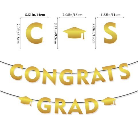 Pancarta Felicidades Graduado Decoración Fiesta Graduación Negro Oro Purpurina Birrete Estrella Guirnalda Para Ceremonia Graduación Escuela Fiesta Suministros Decoración
