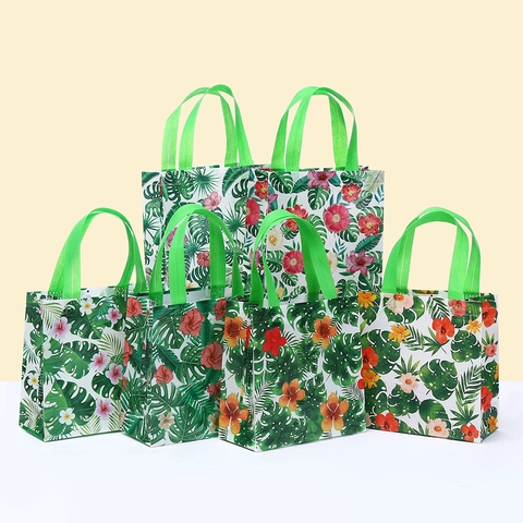 Hawaï Tropische Serie Gelamineerde Non-woven Cadeautas Waterdichte Boodschappentas Bloemen Monstera Patroon Handtas