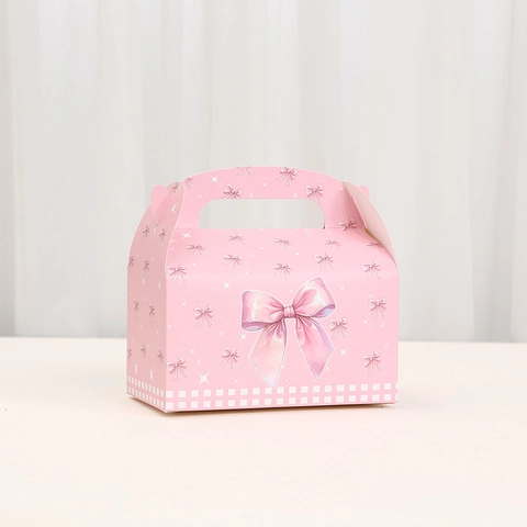 Süße Schleife Papier Geschenkbox Tragbare Handheld Süßigkeiten Kuchen Backen Verpackungsbox Für Festliche Party Hochzeit
