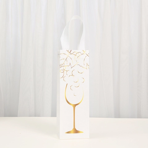 Sacs Cadeaux Vin Portables en Tissu Non Tissé Marquage à Chaud Motif Verre Sacs de Transport Réutilisables Pour Mariage Fête Célébration