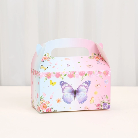 Butterfly Theme Handheld Cardboard Gift Box Printed Gradient Candy Packaging Box For Wedding Birthday Party Favor Box
