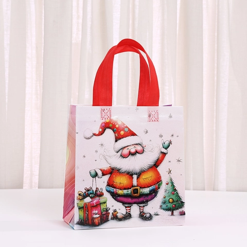Weihnachten Weihnachtsmann Serie Vliesstoff Tragetasche Laminiert Wiederverwendbare Geschenktüte Für Feiertags Party Geschenke Einkaufstasche