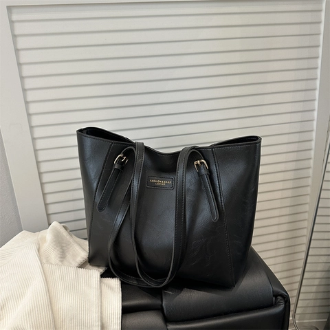 Bolso Tote de Cuero PU para Mujer Gran Capacidad Minimalista Color Sólido Bolso de Hombro Con Cremallera Herrajes Dorados Bolso de Moda para Oficina