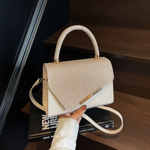 Bolso de Mano de Cuero PU para Mujer con Diamantes de Imitación y Lentejuelas Bolso Cuadrado de Bandolera Elegante para Fiesta