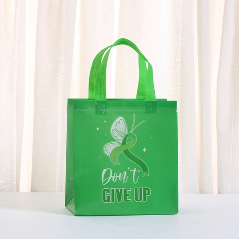 Green Non-woven Tote Bag Mental Health Awareness Inspirational Print Reusable Eco-friendly Shopping Handbag For Grocery