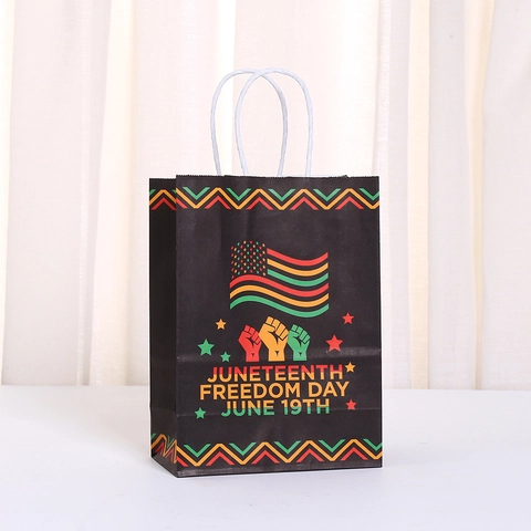 Τσάντες Δώρου από Χαρτί Κραφτ Juneteenth Με Λαβές για τον Εορτασμό της Αφρικανικής Ημέρας Ελευθερίας Τσάντες Συσκευασίας Γλυκών για Πάρτι