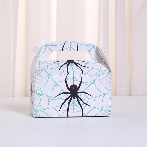 Cajas de Regalo de Papel Con Estampado de Telaraña de Halloween Con Asa Bolsas de Dulces para Decoraciones de Halloween