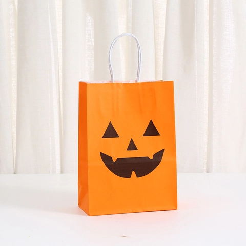 Halloween Kraft Paper Gift Bags With Handles Cartoon Pumpkin Mummy Monster Print Party Favor Candy Storage Tote Bags