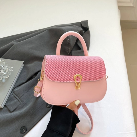 Dames Mode PU Leer Geweven Textuur Kleine Vierkante Tas Pendelen Crossbody Tas Metalen Slot Schoudertas Handtas
