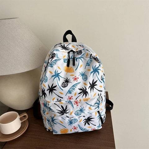 Mode Druck Damen Rucksack Leicht PU Schultasche Für Mädchen Herz Tropisches Muster Lässig Täglich Reise Daypack