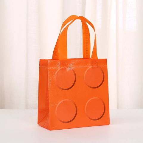 Kreative Baustein Stil Vliesstoff Geschenktüte Laminiert Wasserdichte Handtasche Für Geburtstag Party Wiederverwendbare Tasche