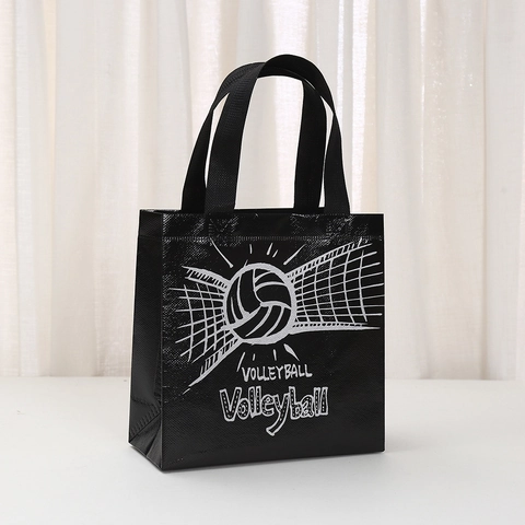 Bolsa de Regalo de Tela No Tejida con Estampado de Voleibol Bolsa de Mano Impermeable Laminada para Fiesta Deportiva Mujer
