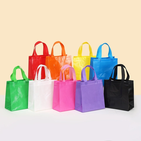 Solid Color Non-Woven Tote Bag Waterproof Eco Friendly Shopping Bag Reinforced Handle For Gift Packaging Grocery Clothing Store
