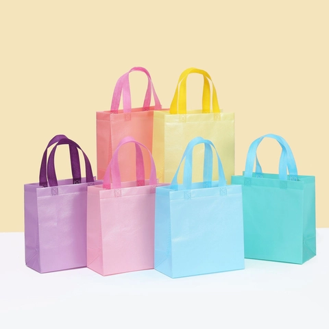 Minimalist Solid Color Non-Woven Tote Bag Portable Waterproof Gift Packaging Bag For Shopping Takeout Macaron Colors