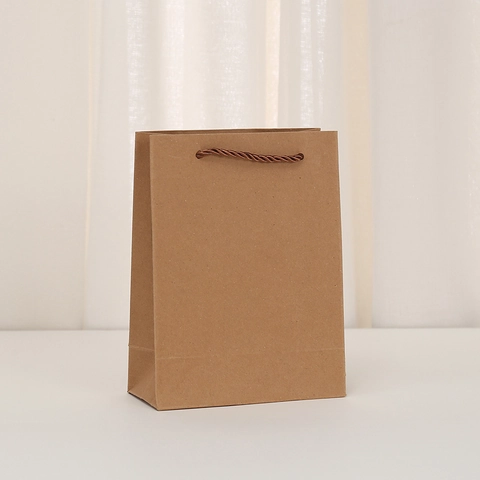 Bolsa De Regalo Minimalista De Papel Kraft Con Asa De Cuerda Retorcida Bolsa De Compras Marrón Ecológica Para Joyería De Fiesta