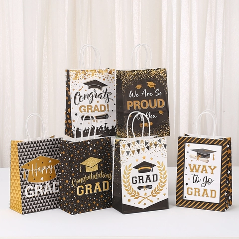 Graduation Gift Bags Kraft Paper Handbags Congratulations Grad Party Favors Gift Wrapping Bags With Handles For Graduates