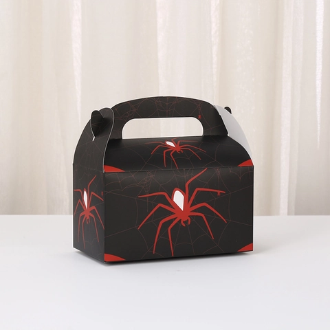 Halloween Süßigkeiten Geschenkbox Tragbare Papier Tortenschachtel Mit Griff Spinnennetz Druck Karton Festliche Party Verpackung Box