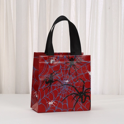Halloween Spider Web Non-woven Tote Bag Cartoon Printed Gift Wrapping Bag For Kids Birthday Party Supplies