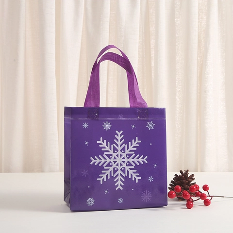 Sacchetti Regalo di Natale Riutilizzabili in Tessuto Non Tessuto Con Motivo a Fiocchi di Neve Sacchetti Festivi per Feste Invernali
