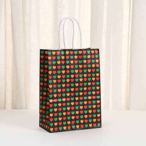 Black History Month Kraftpapier Cadeauzakjes Met Handvatten Voor Feestartikelen Afrikaanse Kaart Portretpatroon Etnische Draagtassen