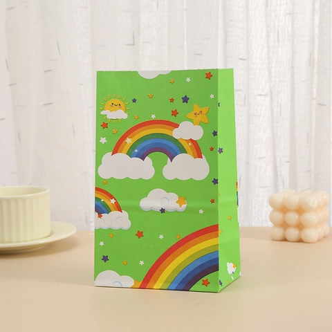 Sacchetti Regalo in Carta a Cartoni Animati Con Arcobaleno Nuvole Sole Stella Stampati in Carta Kraft per Festa di Compleanno Imballaggio Snack
