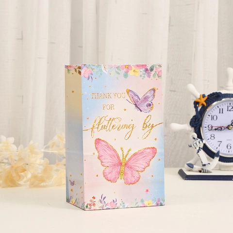Sacchetti Regalo in Carta Stampata Estiva Farfalla Floreale Carta Kraft per Festa di Compleanno Matrimonio Confezione Regalo
