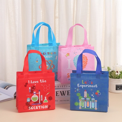 Pädagogisches Wissenschaftsthema Vliesstoff Handtasche Geschenktüten Für Studenten Labor Muster Partyzubehör Für Schulaktivitäten